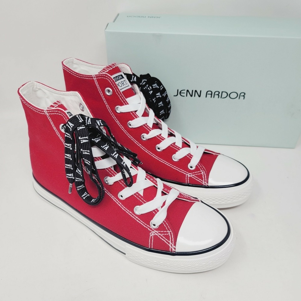 Jenn Ardor Women's Sneakers Sz 9,5 M Red Canvas High Top